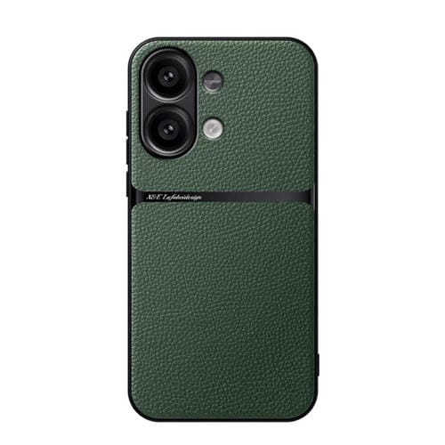 Funda para Teléfono Redmi Note 13 4G Global Litchi de Cuero con Cobertura Total Magnética a Prueba de Golpes (Verde)