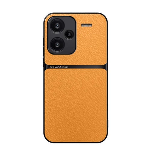 Funda para Teléfono Redmi Note 13 Pro+ 5G Global Litchi Leather con Cobertura Total Magnética y a Prueba de Golpes (Amarilla)