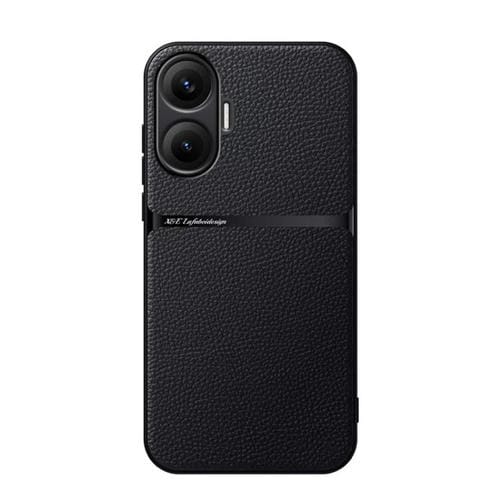 Funda magnética de cuero Litchi para Redmi Turbo 4 Pro, con cobertura total, a prueba de golpes (negra)