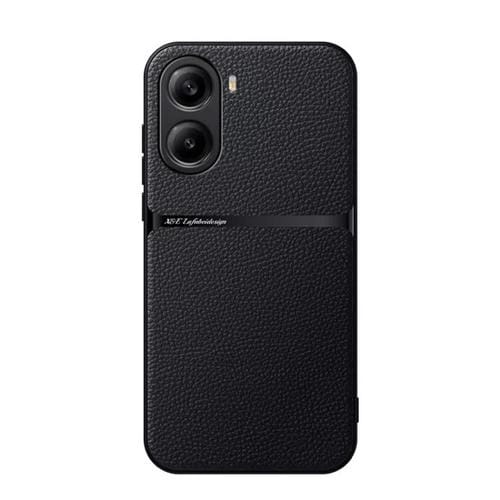 Funda magnética de cuero Litchi con cobertura total, a prueba de golpes, para Redmi Turbo 4 / Xiaomi Poco X7 Pro (negro)