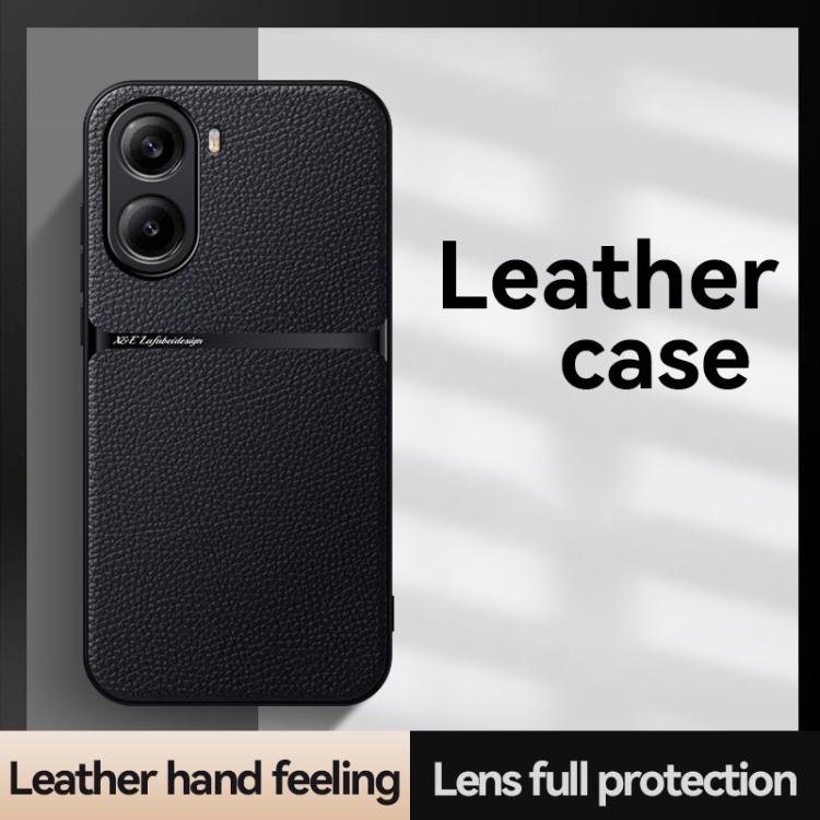 Funda magnética de cuero Litchi con cobertura total, a prueba de golpes, para Redmi Turbo 4 / Xiaomi Poco X7 Pro (negro)
