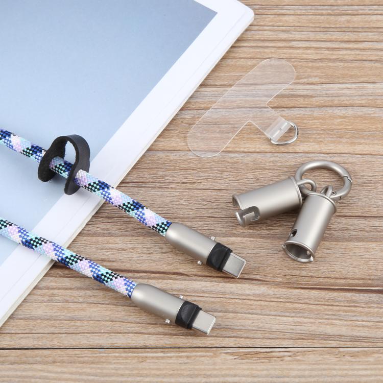 Cable de carga de datos Tipo C a Tipo C silicona para teléfono cruzado con cordón largo (Azul, Verde, Morado y Blanco)