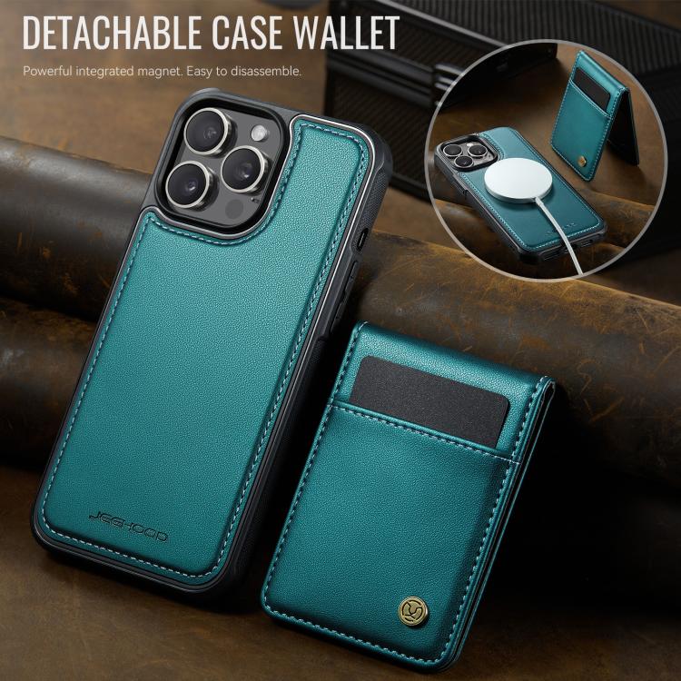 Estuche para teléfono Jeehood J06 iPhone 14 Pro con tarjetero RFID Magsafe (Verde)