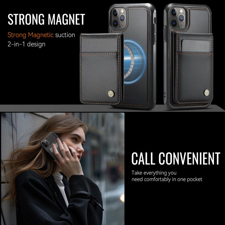 Estuche para teléfono Jeehood J06 para iPhone 11 Pro Max con tarjetero RFID Magsafe (Negro)