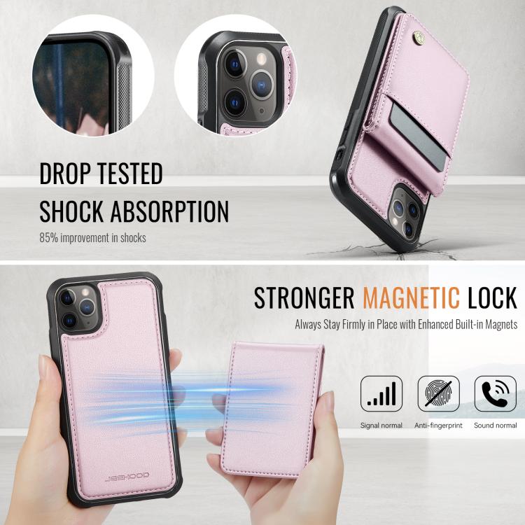 Estuche para Teléfono Jeehood J06 para iPhone 11 Pro Max con Tarjetero Rfid Magsafe (Rosa)