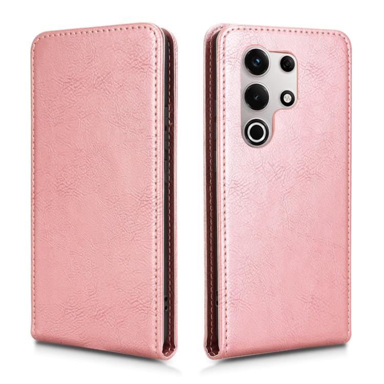 Funda de Cuero con Tapa Magnética Vertical para Itel S25 Ultra (Oro Rosa)