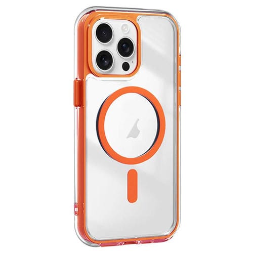 Funda híbrida TPU y Acrílico iPhone 14 Pro a prueba de golpes con Airbag y Magsafe (Naranja)