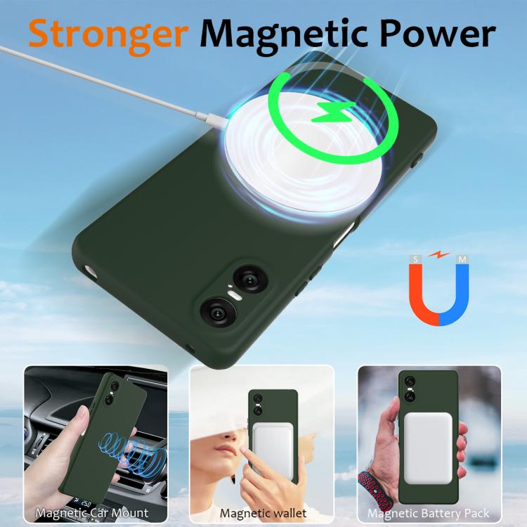Funda de Silicona a Prueba de Golpes Magsafe para Sony Xperia 10 Vi (Verde Oscuro)