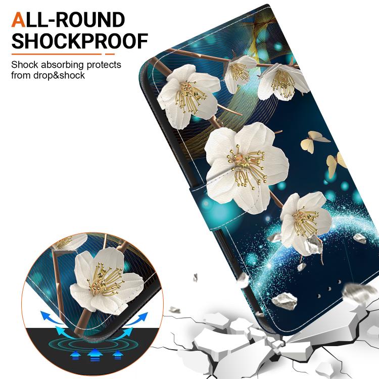 Funda de Cuero iPhone 16E Dibujo de Colores Textura de Cristal (Magnolia)