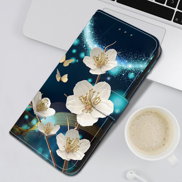 Funda de Cuero iPhone 16E Dibujo de Colores Textura de Cristal (Magnolia)