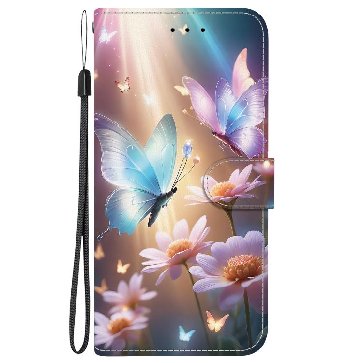 Funda de Cuero iPhone 16E Dibujo Colores Textura Cristal (Mariposa, Amor y Flores)