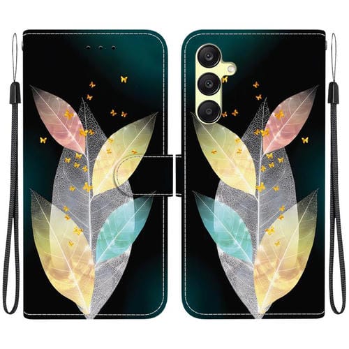 Funda Cuero Samsung Galaxy A25 5G Dibujo Colores Textura Cristal (Hojas de Colores)