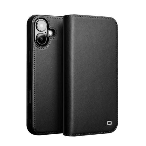Funda de Cuero Genuino para iPhone 16 Plus Qialino Classic Gen2 (Negro)