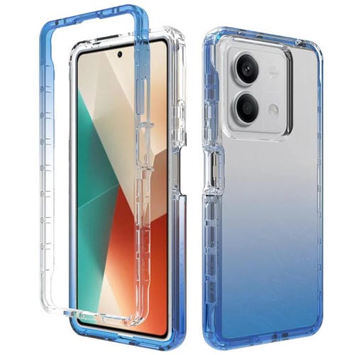 Funda de Teléfono de PC + TPU Transparente con Degradado a Prueba de Golpes para Redmi Note 13 5G (Azul)