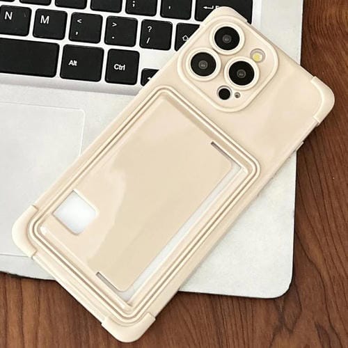 Funda TPU con Ranura para Tarjeta Lateral iPhone 13 Pro (Blanca Macarrón)