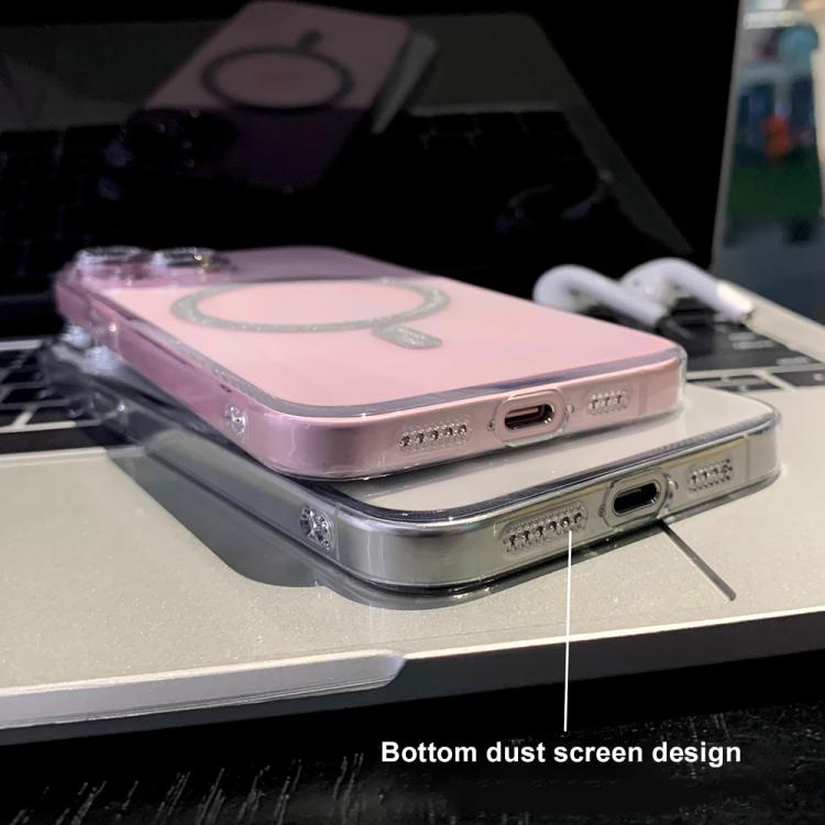 Funda para Teléfono Apple iPhone 14 Pro Max con Anillo Magnético Purpurina y Magsafe (Transparente)