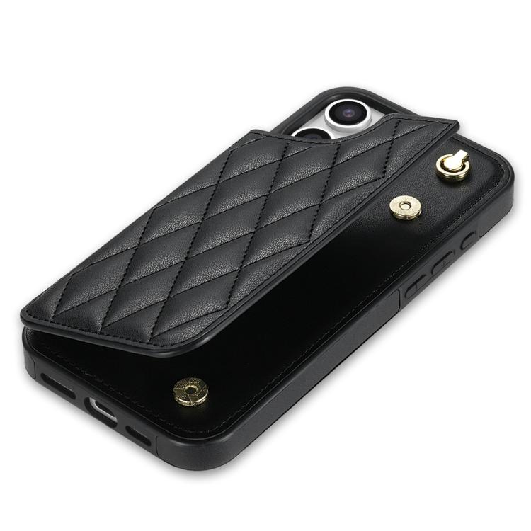 Estuche para Teléfono Rombal para iPhone 11 con Ranuras para Tarjetas y Cordón (Negro)