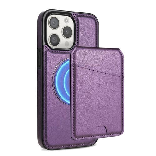 Funda para teléfono Magsafe iPhone 12 Pro Max con tarjetero desmontable (Morado)