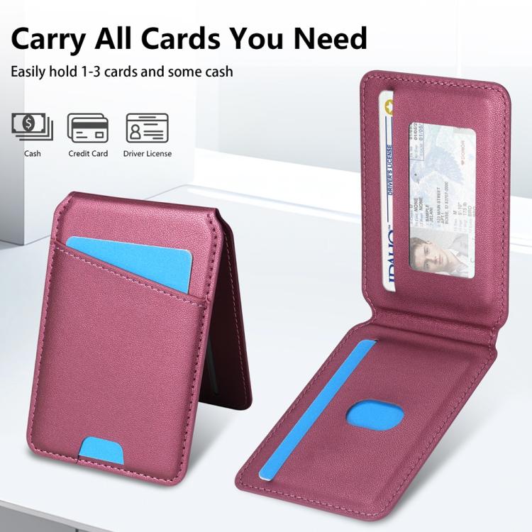 Funda para teléfono Magsafe iPhone 11 Pro Max con tarjetero desmontable (Rojo Vino)