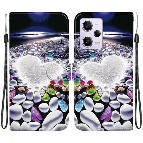 Funda de Cuero con Dibujo de Colores y Textura de Cristal para Redmi Note 12 Pro/Poco X5 Pro (En Forma de Corazón)