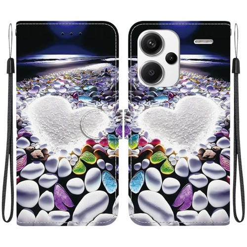 Funda de Cuero con Dibujo de Colores y Textura de Cristal para Redmi Note 13 Pro+ 5G (En Forma de Corazón)
