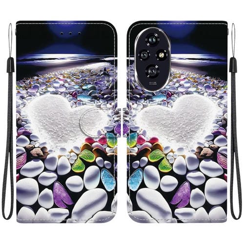 Funda de Cuero para Honor 200 5G con Dibujo de Colores y Textura de Cristal (Corazón)