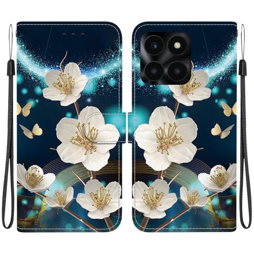 Funda de Cuero Honor X6A con Dibujo de Colores y Textura de Cristal (Magnolia)