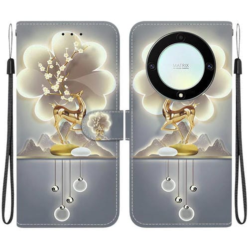 Funda de Cuero Honor X9A con Dibujo en Color y Textura de Cristal (Ciervo Sika)
