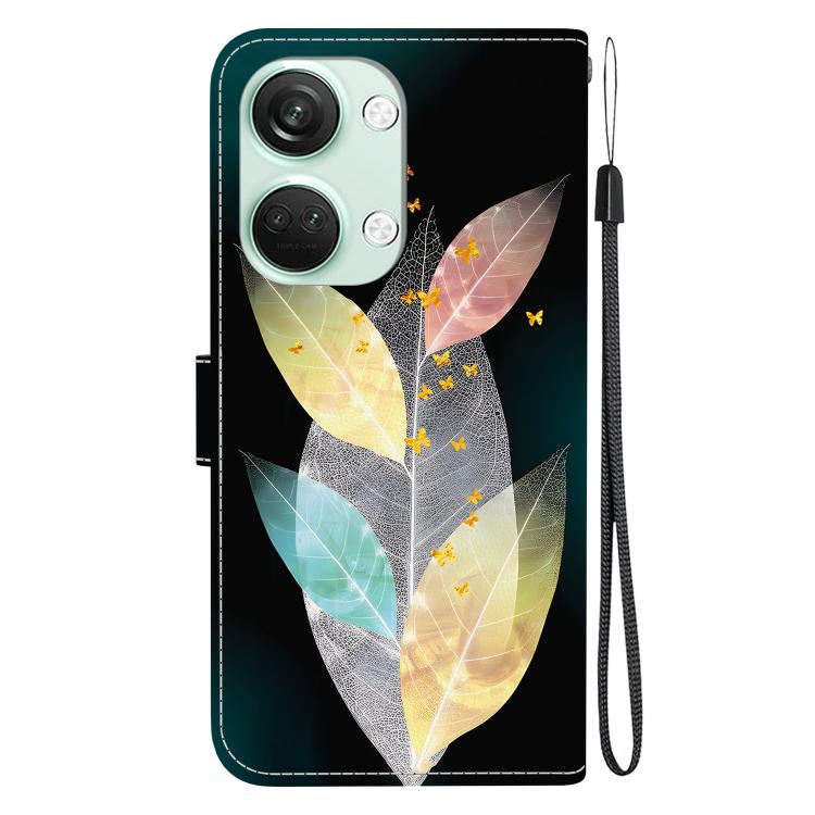 Funda de Cuero OnePlus Ace 2V 5G y Nord 3 con Dibujo de Colores y Textura de Cristal (Hojas de Colores)