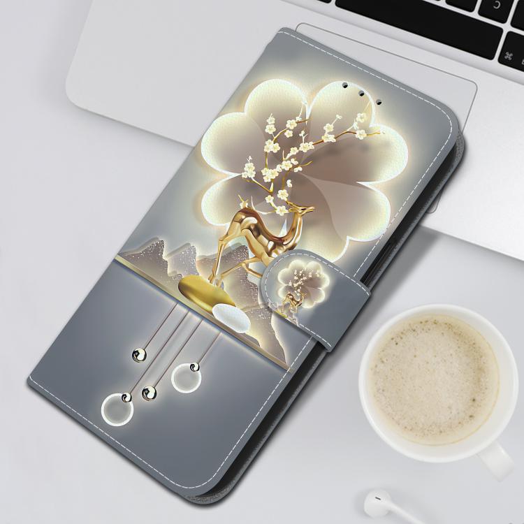 Funda de Cuero con Dibujo y Textura de Cristal para OnePlus Nord CE 3 Lite/N30 (Ciervo Sika)