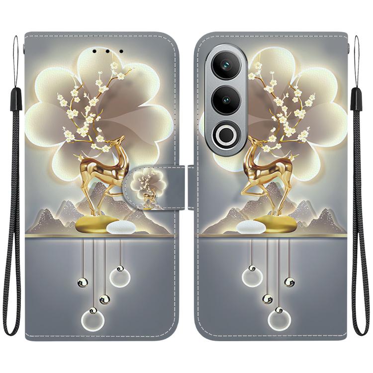 Funda de Cuero con Dibujo y Textura de Cristal para OnePlus Nord Ce4 5G (Ciervo Sika)