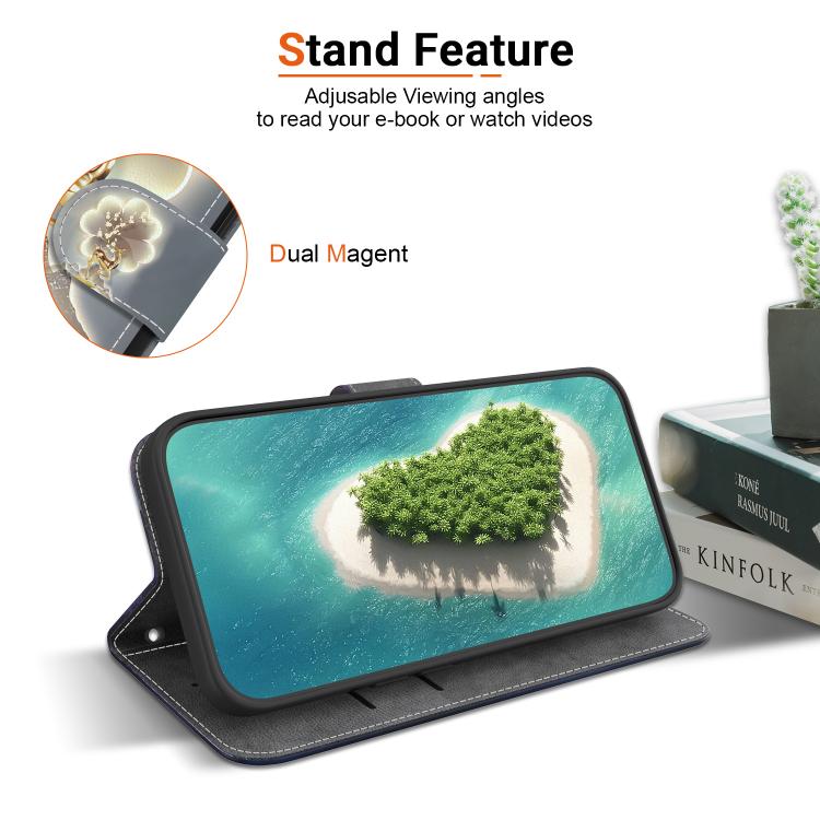 Funda de Cuero con Dibujo y Textura de Cristal para OnePlus Nord Ce4 5G (Ciervo Sika)