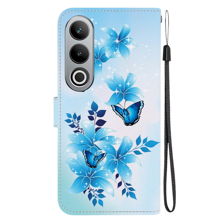 Funda de Cuero con Dibujo y Textura de Cristal para OnePlus Nord Ce4 5G (Mariposas Azules)