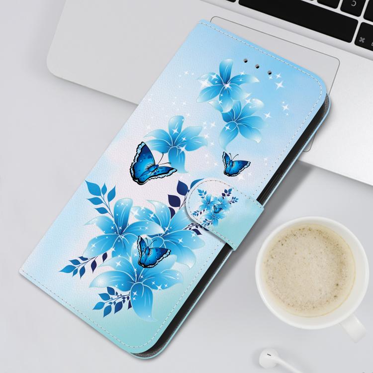 Funda de Cuero con Dibujo y Textura de Cristal para OnePlus Nord Ce4 5G (Mariposas Azules)