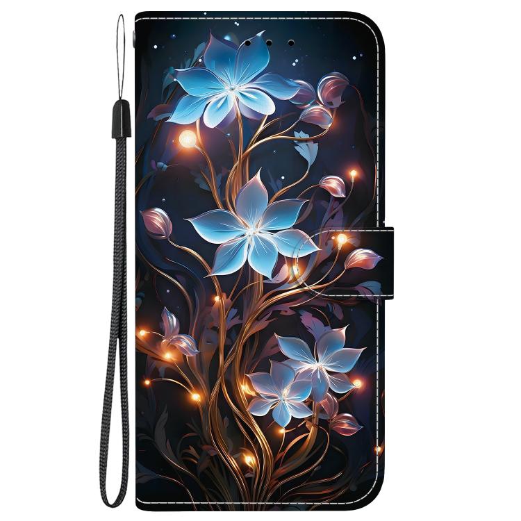 Funda de Cuero para OnePlus Nord Ce4 5G con Dibujo de Colores y Textura de Cristal (Flor de Linterna Pequeña)