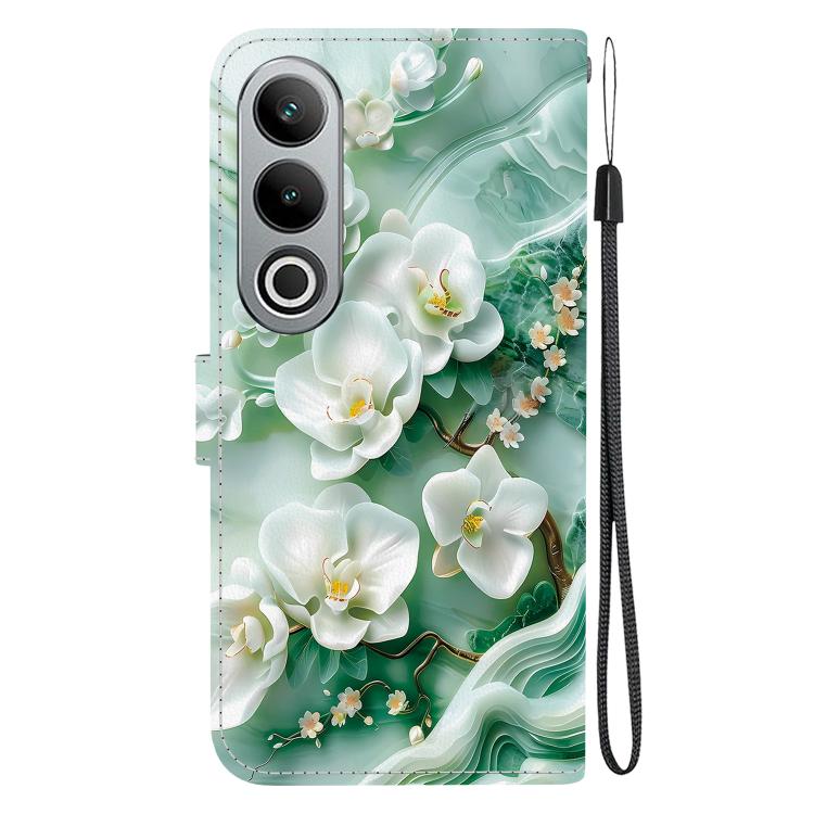 Funda de Cuero OnePlus Nord CE4 5G con Dibujo de Colores y Textura de Cristal (Flores de Jade)