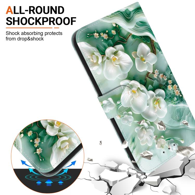 Funda de Cuero OnePlus Nord CE4 5G con Dibujo de Colores y Textura de Cristal (Flores de Jade)
