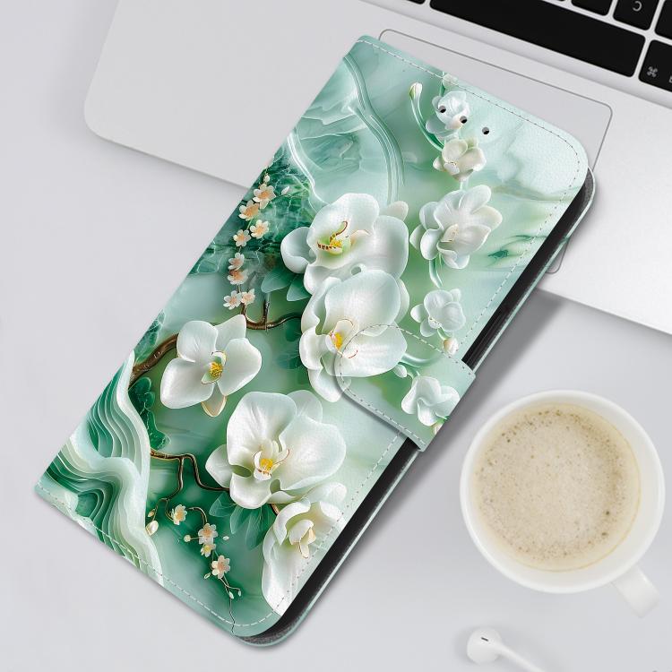 Funda de Cuero OnePlus Nord CE4 5G con Dibujo de Colores y Textura de Cristal (Flores de Jade)