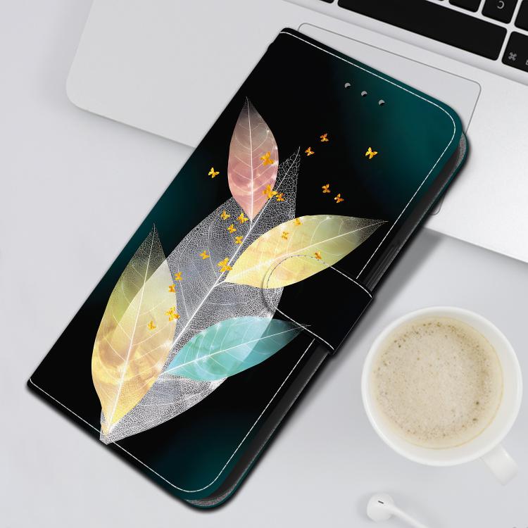 Funda de Cuero con Dibujo y Textura de Cristal para OnePlus Nord Ce4 Lite (Hojas de Colores)