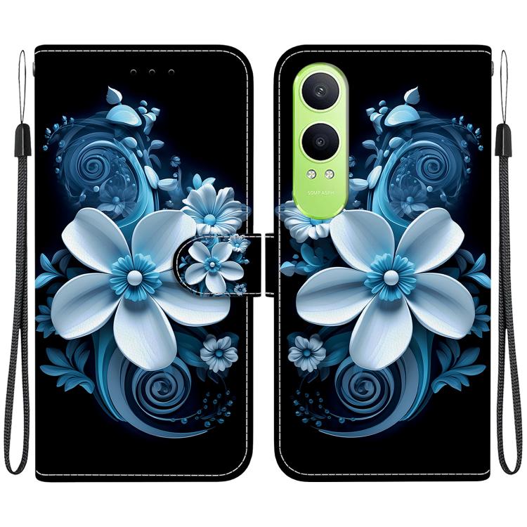Funda de Cuero OnePlus Nord Ce4 Lite con Dibujo de Colores y Textura de Cristal (Orquídea Negra)