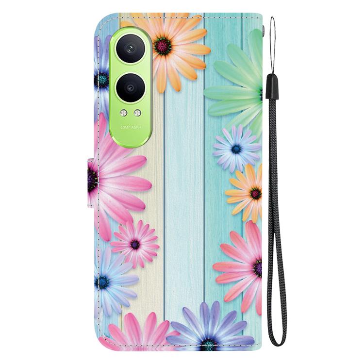 Funda de Cuero con Dibujo y Textura de Cristal para OnePlus Nord Ce4 Lite (Girasoles)