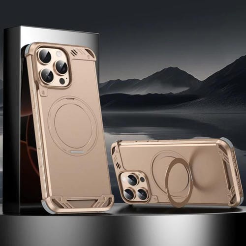 Estuche para teléfono R-Just RJ63-1 con soporte Magsafe sin marco para iPhone 15 Pro Max (Dorado del Desierto)