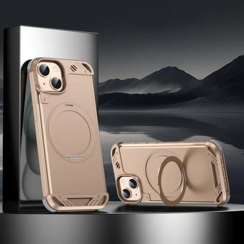 Estuche para Teléfono R-Just RJ63-1 con Soporte Magsafe sin Marco para iPhone 13 (Dorado del Desierto)