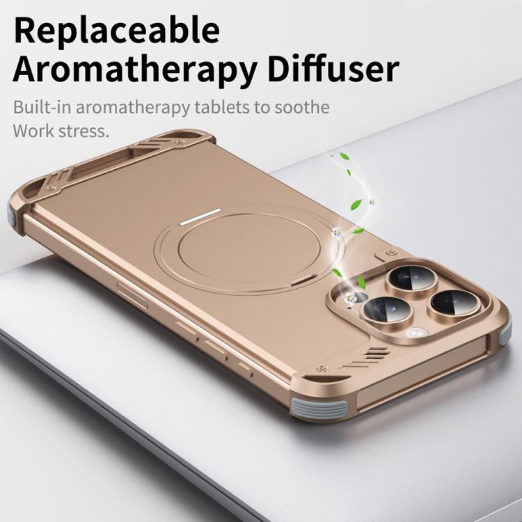 Estuche para Teléfono R-Just RJ63-1 con Soporte Magsafe sin Marco para iPhone 15 Pro Max (Titanio)