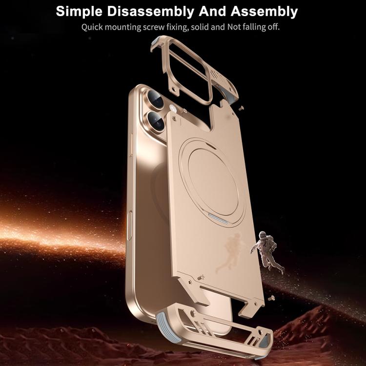 Funda para Teléfono R-Just RJ63-1 con Soporte Magsafe sin Marco para iPhone 14 (Plateada)