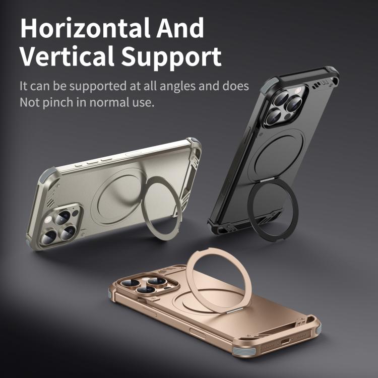 Funda para Teléfono R-Just RJ63-1 con Soporte Magsafe sin Marco para iPhone 14 (Negro)