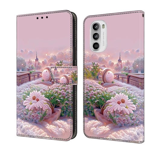 Funda de Cuero Pintada a Mano para Motorola Moto G52 (Jardín)