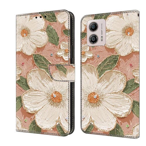Funda de Cuero Pintada a Mano para Motorola Moto G53 5G (Girasol)
