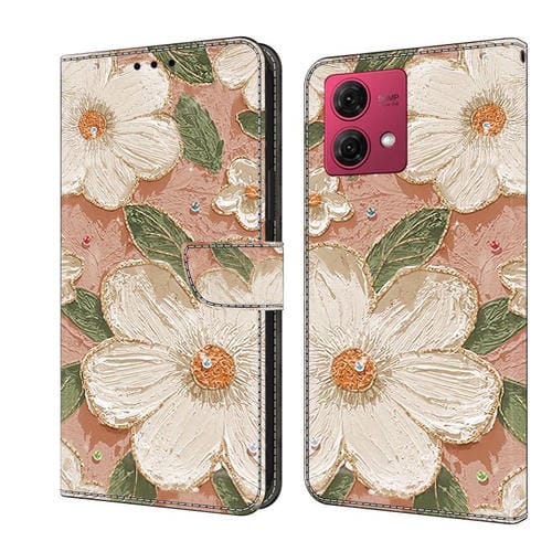 Funda de Cuero Pintada a Mano Motorola Moto G84 Protección (Girasol)