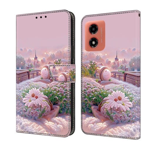 Funda de Cuero Pintada a Mano para Motorola Moto G04 (Jardín)